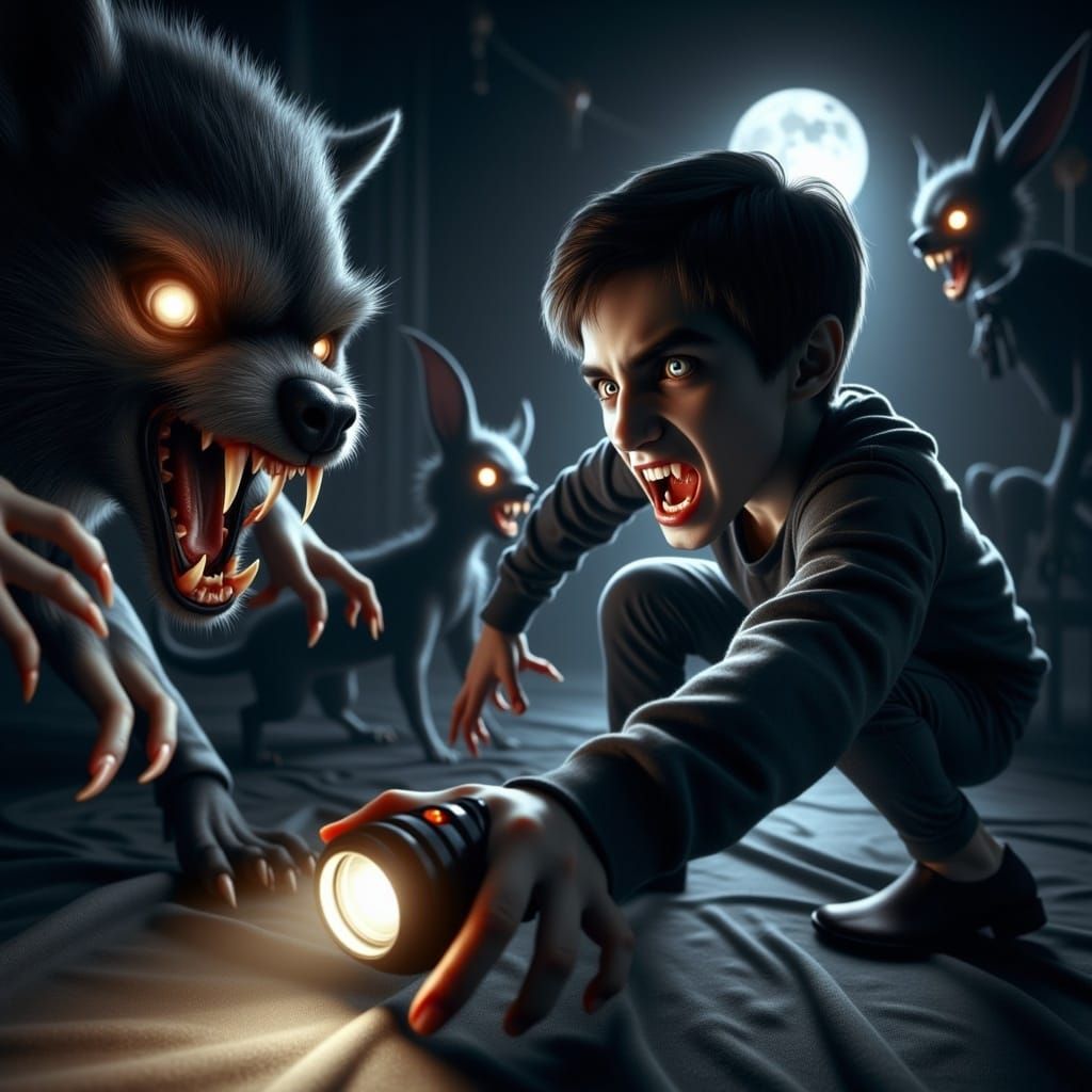 Child's Discovery: Glowing Creature Under Bed