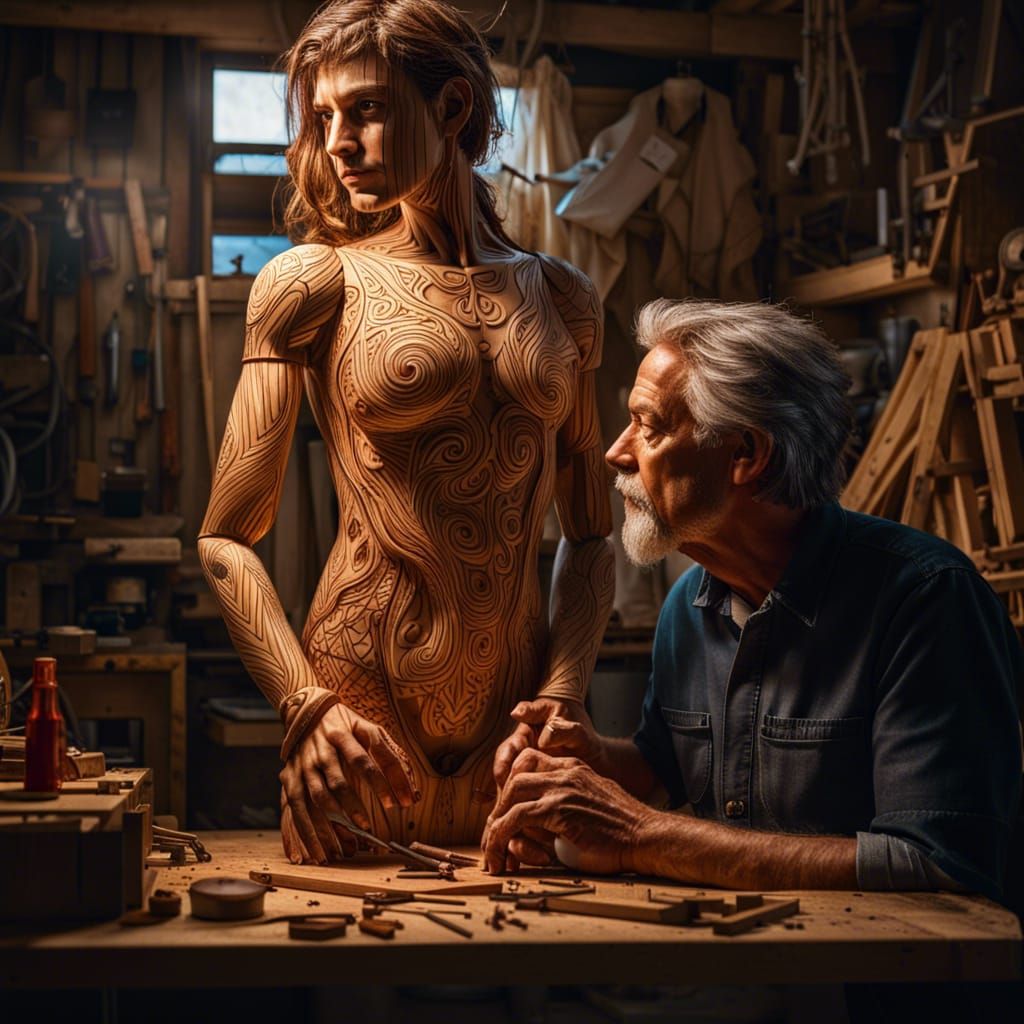 Woodworker Creates Woman Puppet in Magical Shop