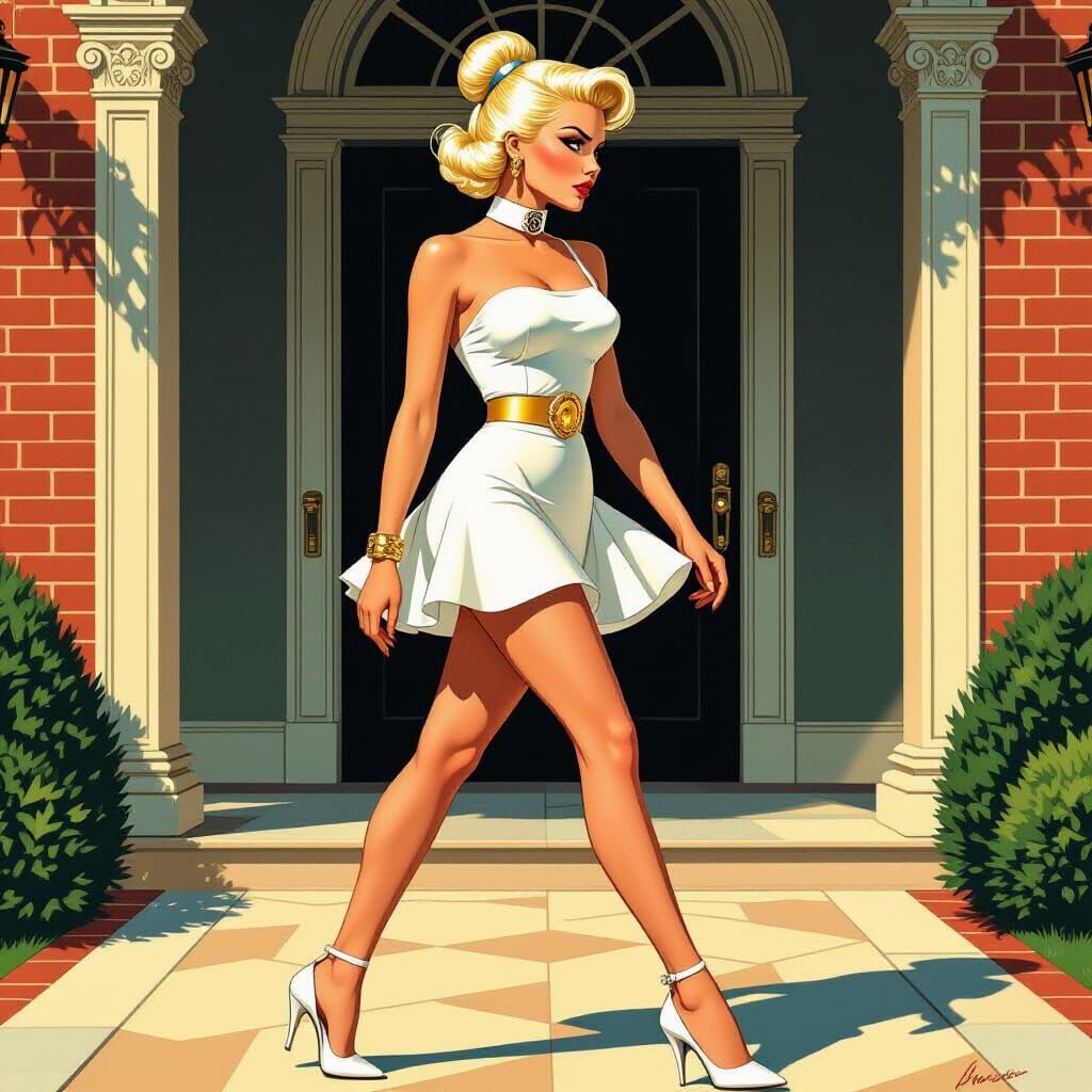 Emma Frost as 1930s Housewife in Pulp Art Style