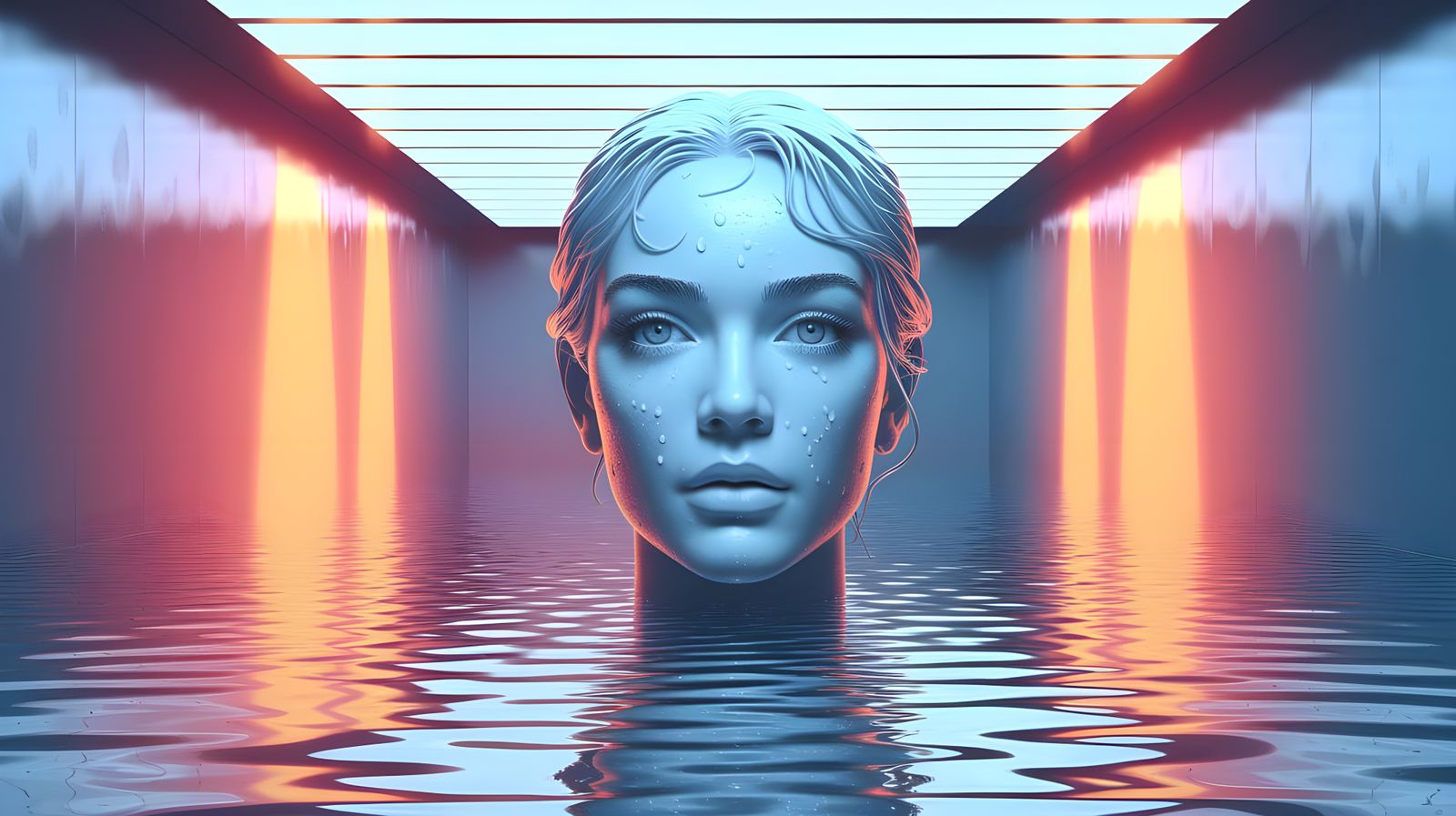 Ethereal Water Portrait in Vibrant Digital Art