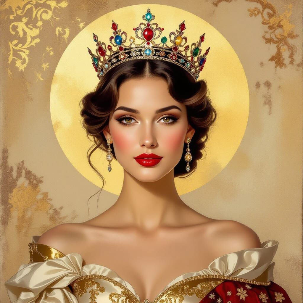 Russian Woman in Crown: Elegant Fine Art Portrait