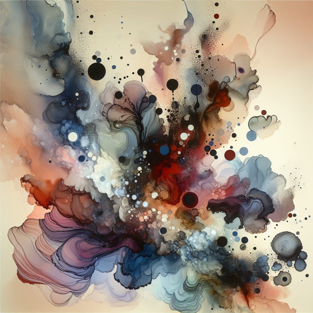 Abstract Ides of March in Alcohol Ink and Watercolour