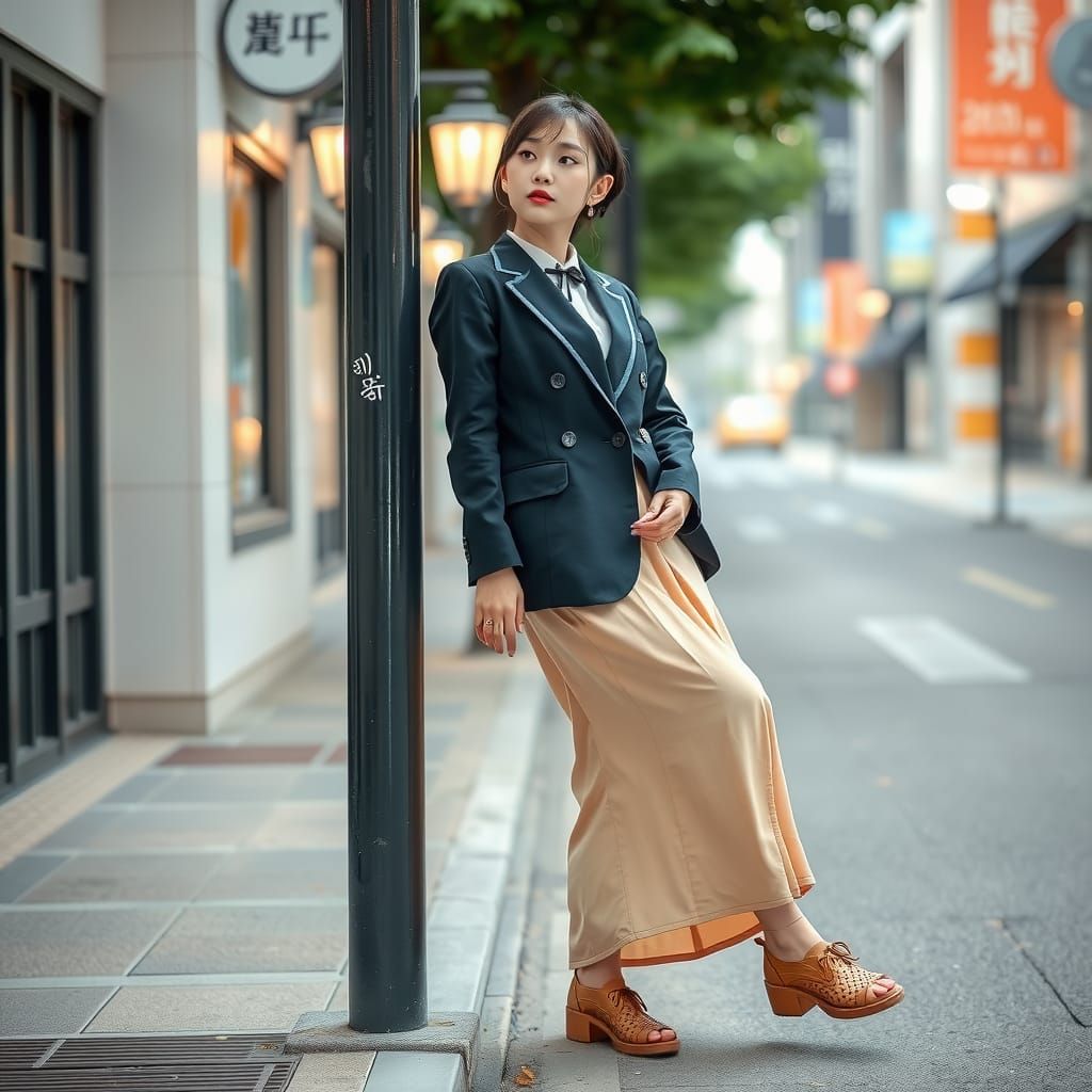 Korean Student on Fashionable Street