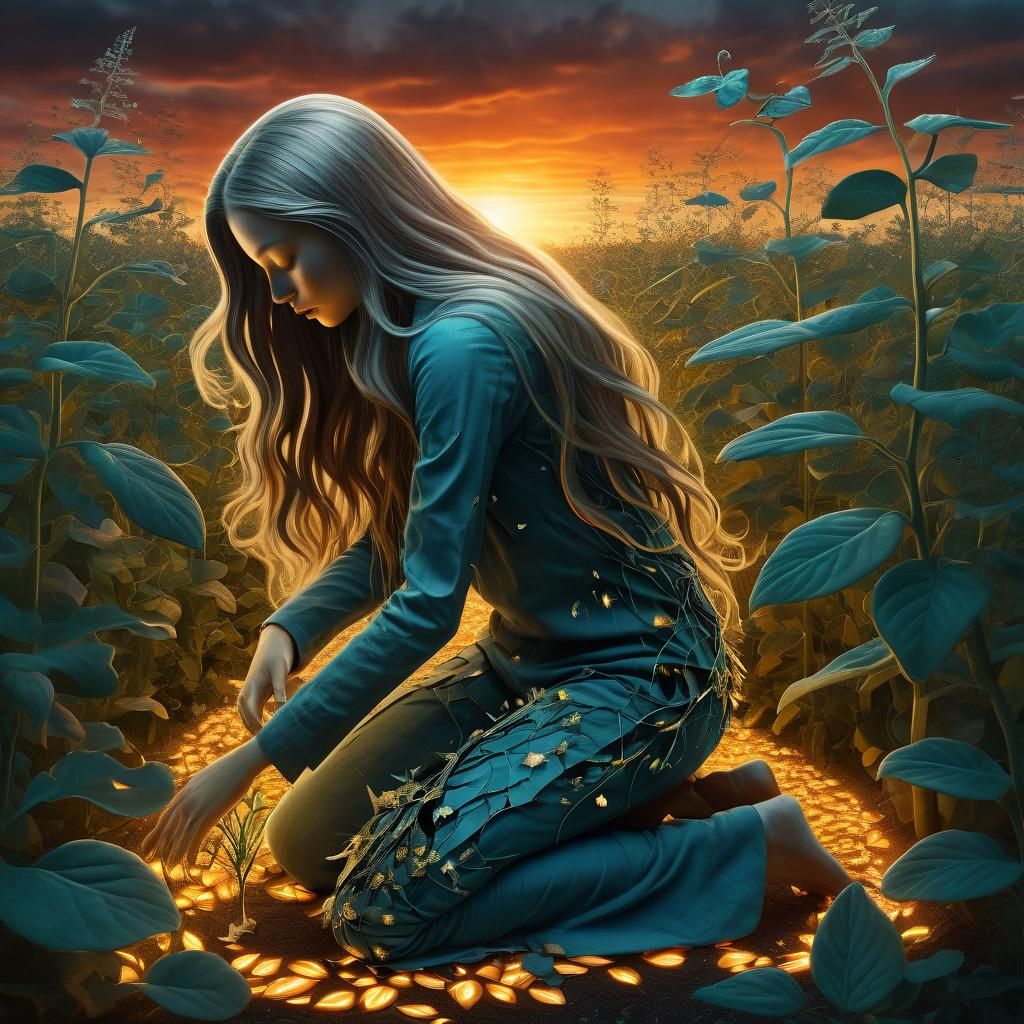 Bio Art Collage: Woman, Nature, and Resilience