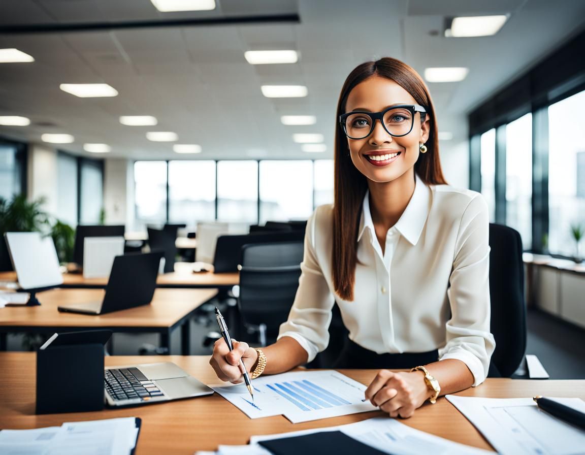 Successful Business Woman at Work in Office