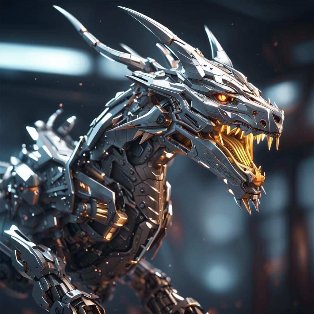 Futuristic Lightning Dragon in Sci-Fi Style