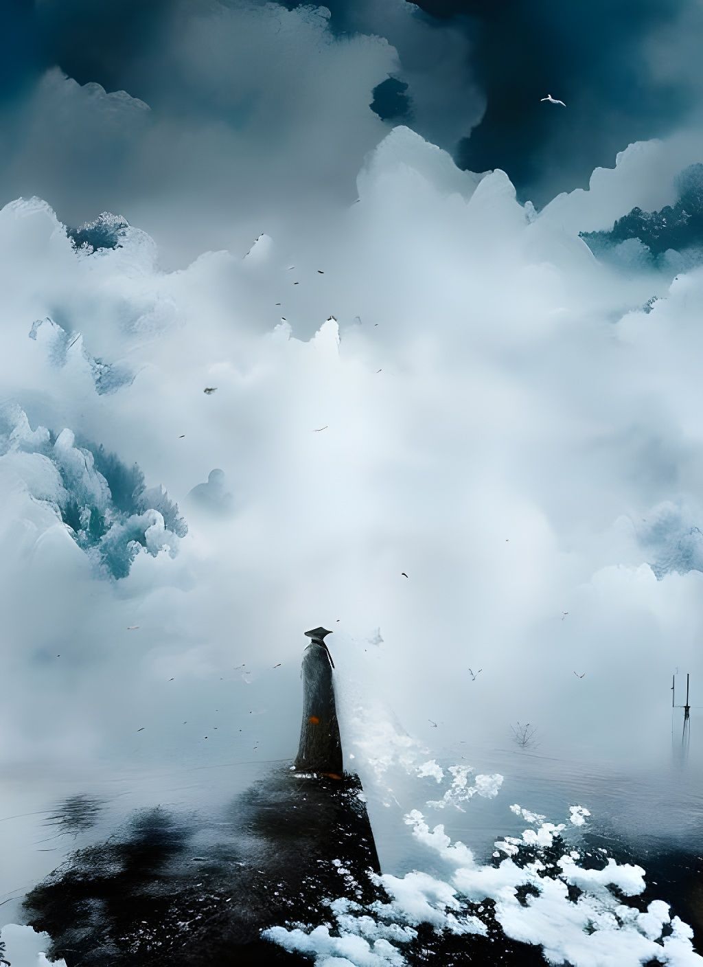 Surreal Ghosts Emerge Over the Ocean as Matte Painting