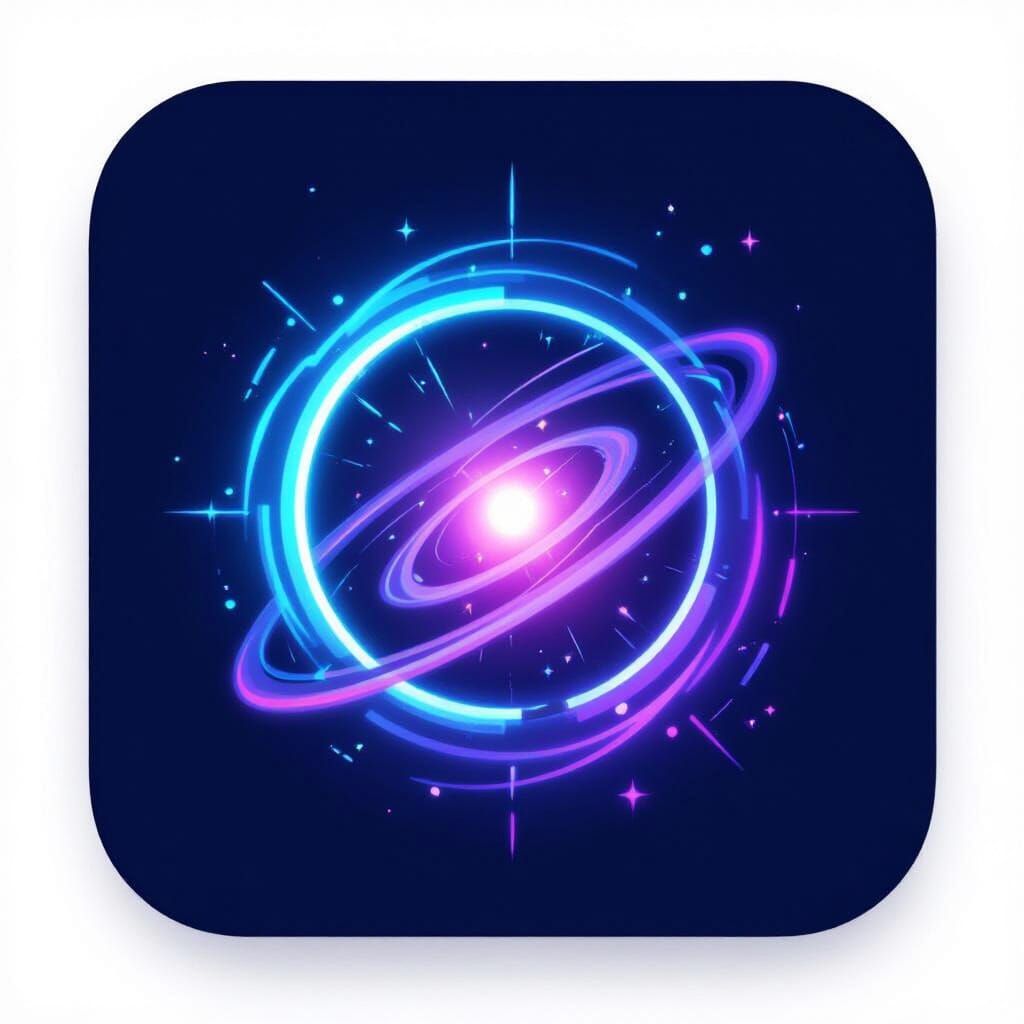 Futuristic Neon Portal Mobile App Icon