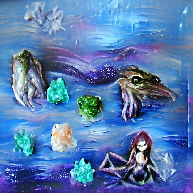 Ethereal Deep Sea Monster in Acrylic Art