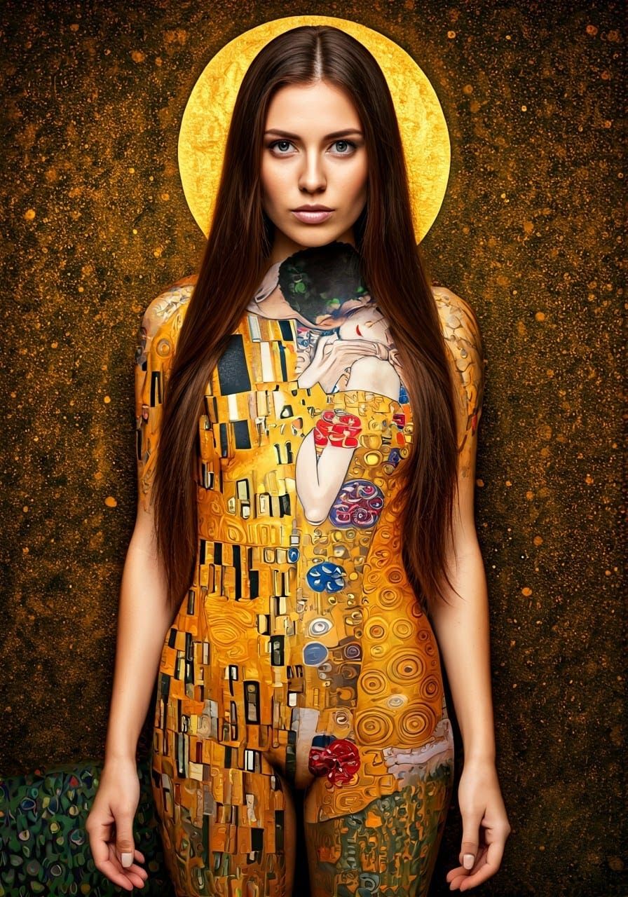 Body art: "The Kiss" , what else?