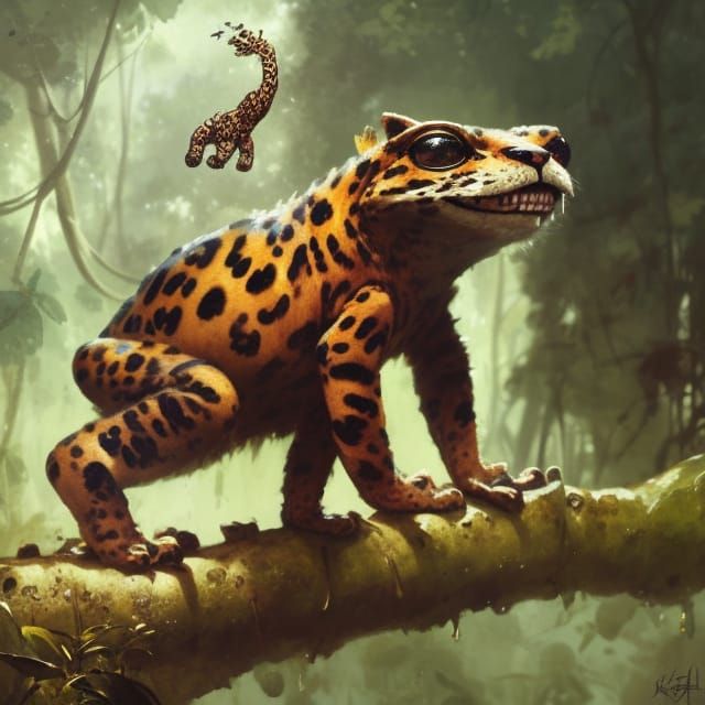 Adorable Jaguar Toad Hybrid in Jungle Setting