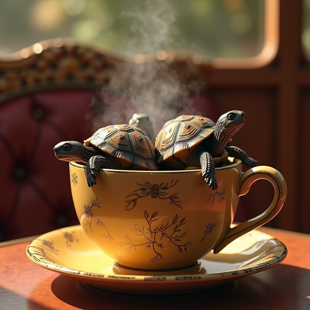 Tortoises Take a Coffee Break in Bistro