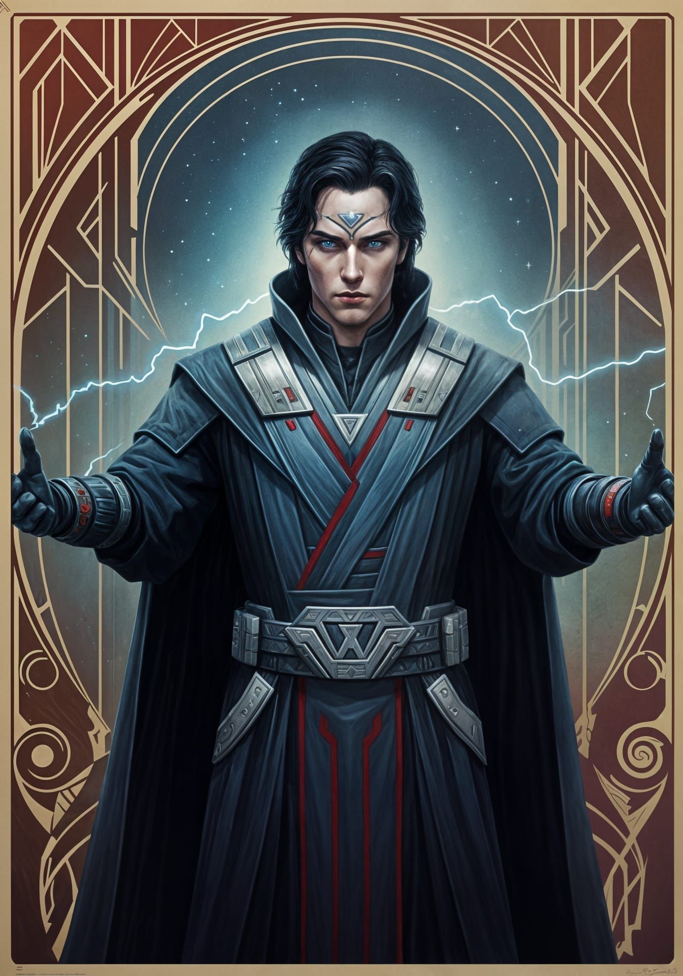 Art Deco Sith Lord Shoots Force Lightning