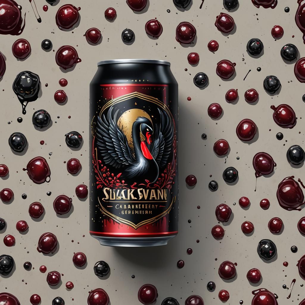 Black Swan Cranberry Beer Can Logo Art
