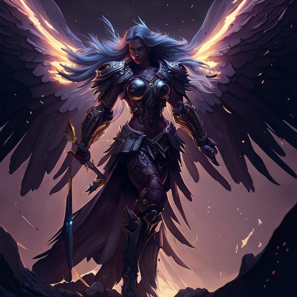 Warrior Angel with Cosmic Blade: Dark Fantasy Art