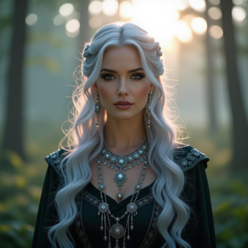 Enigmatic Witch in Misty Forest Dawn Cinematic