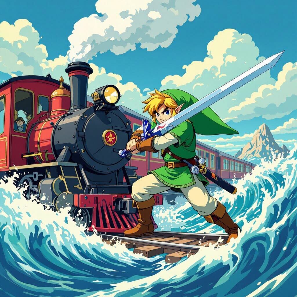 Link vs Ganondorf on Train in Wind Waker Style
