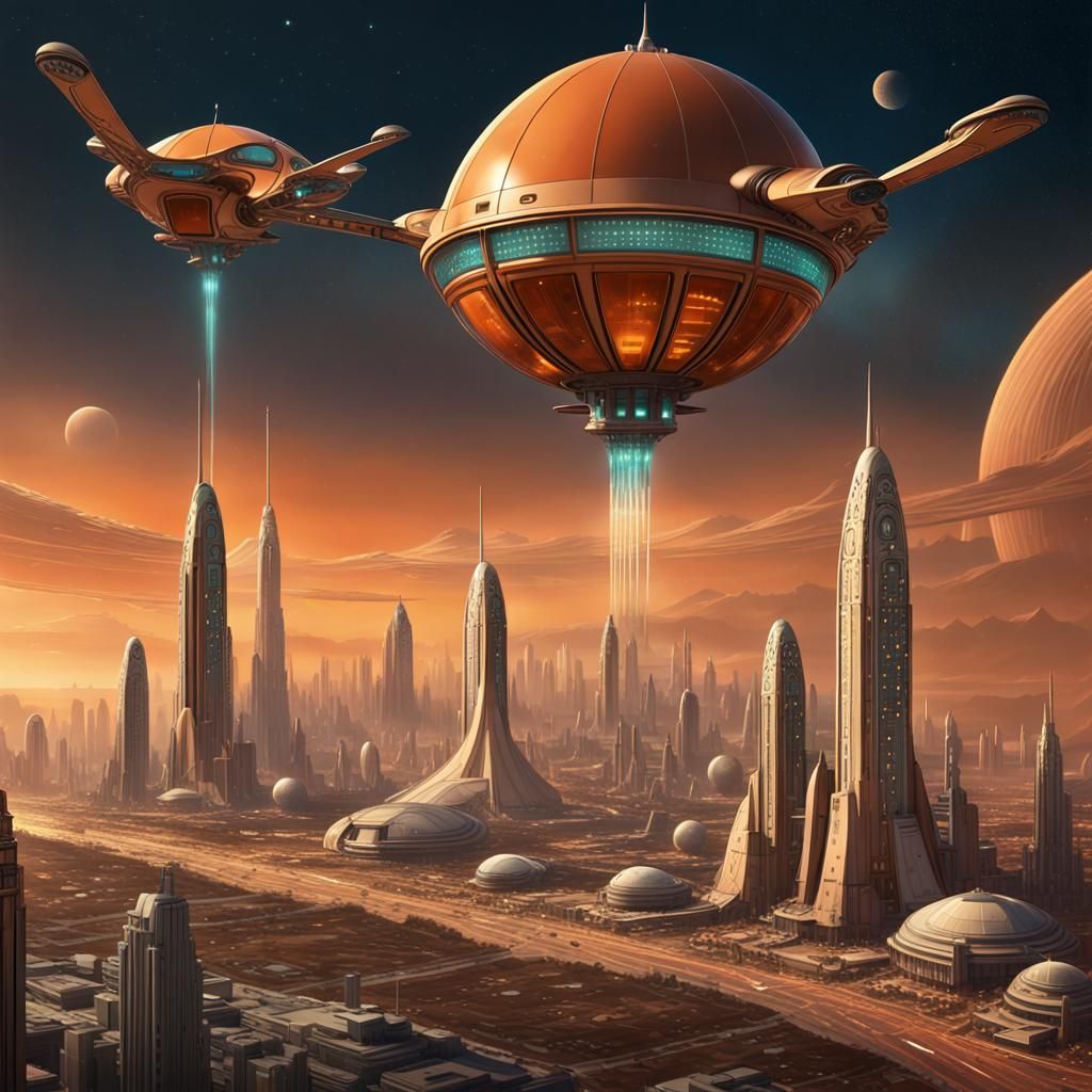 Marsport: Art Deco Cityscape on a Martian Plain