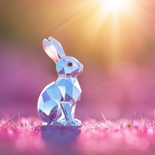 Crystal Bunny Figurine with Rose Quartz Eyes