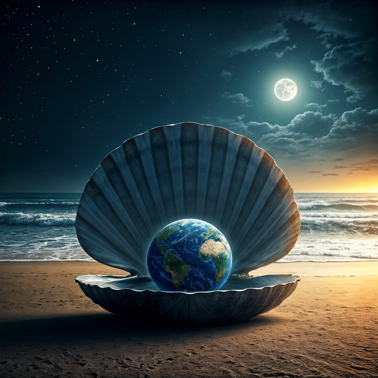 Night Ocean Pearl Shell: Miniature Earth