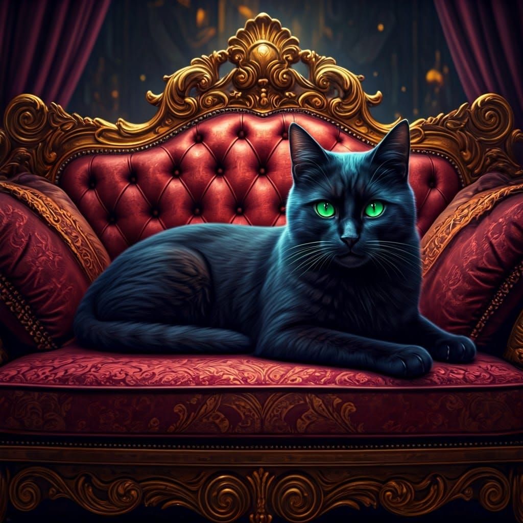 A cat sitting on a luxury couch