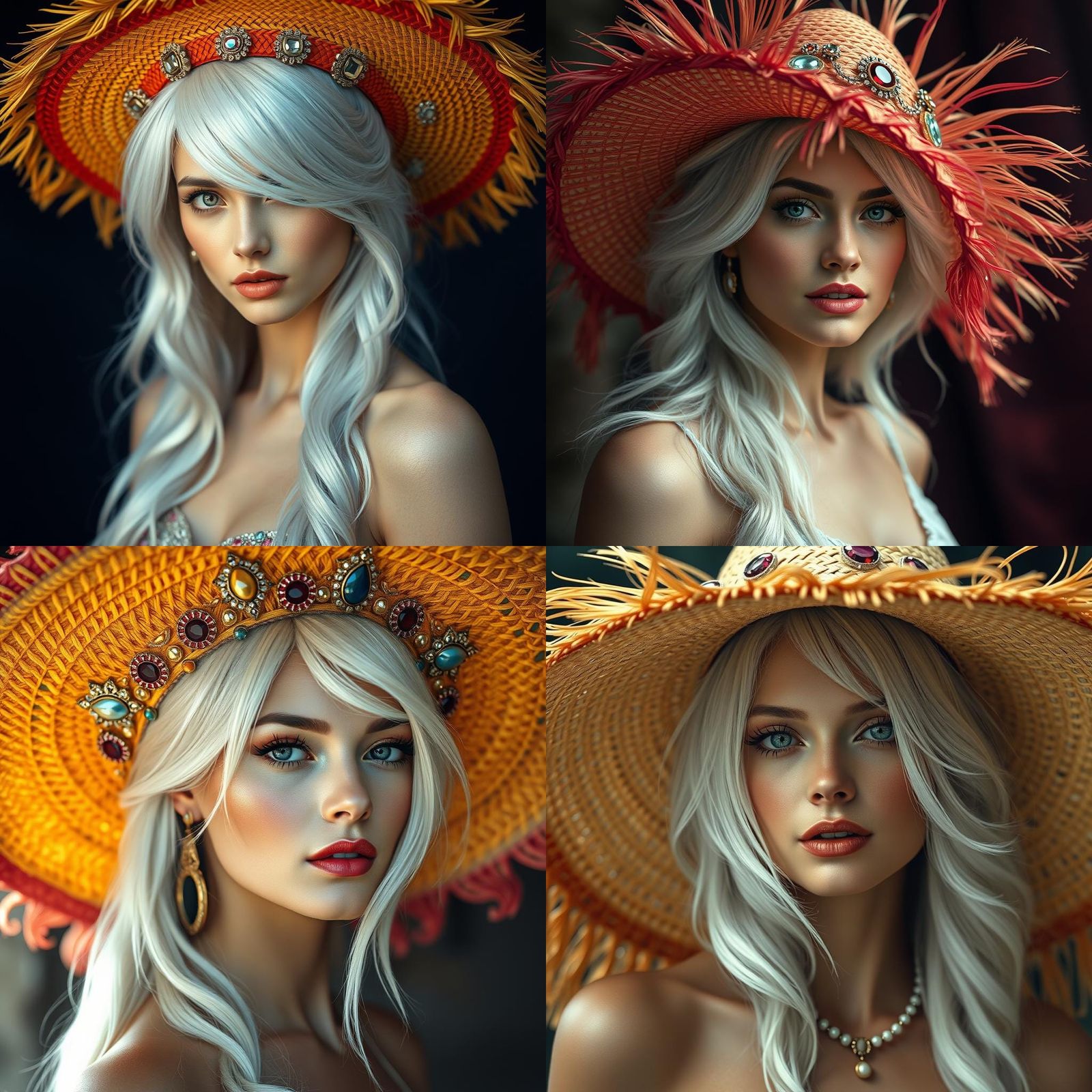 Woman with Jeweled Hat: Maximalist Digital Painting