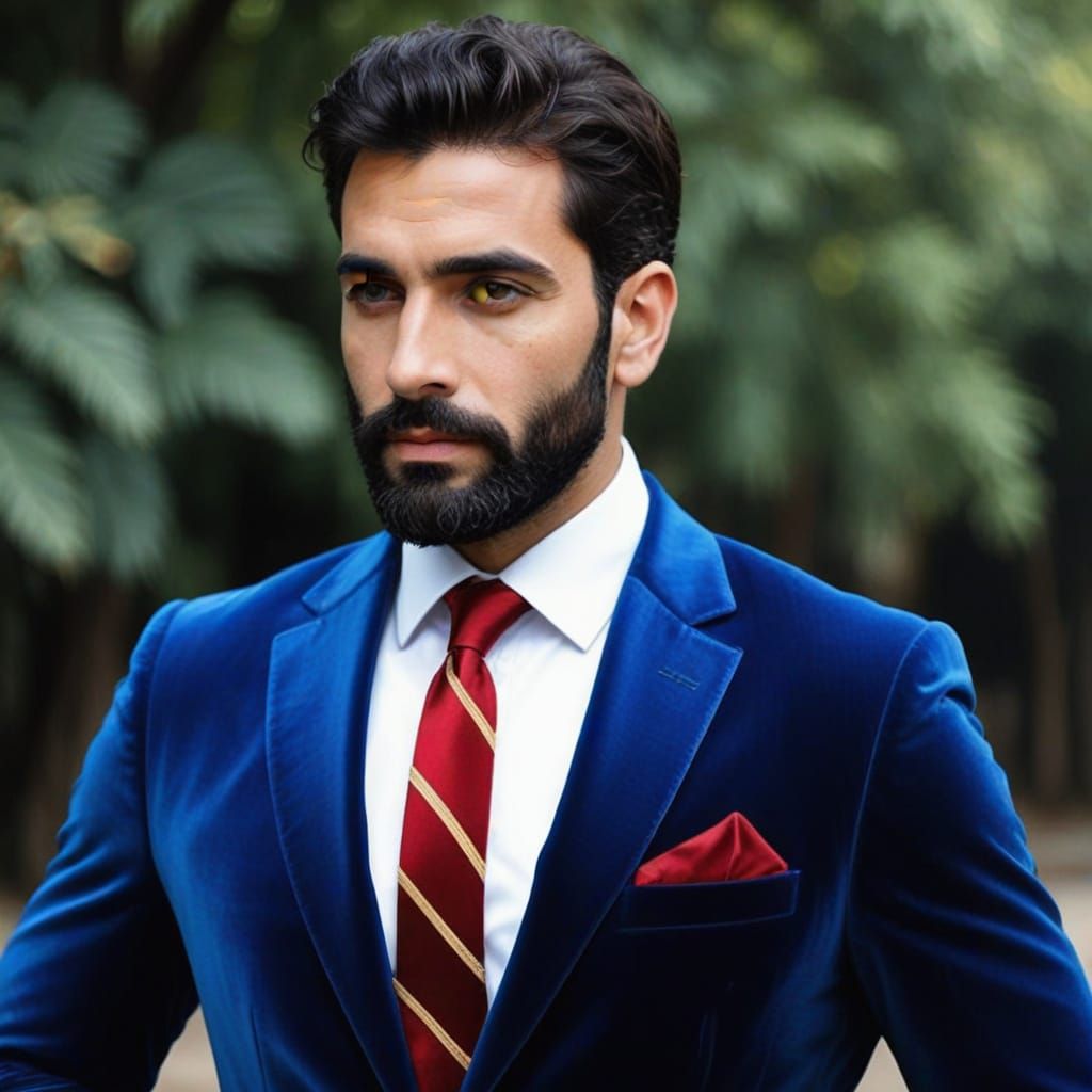 A Handsome Gentleman in Blue Velvet