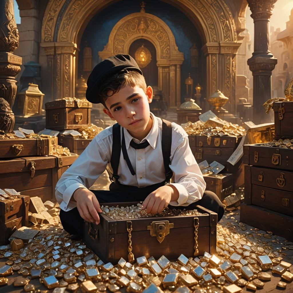 Boy on Treasure Chest as Matte Painting