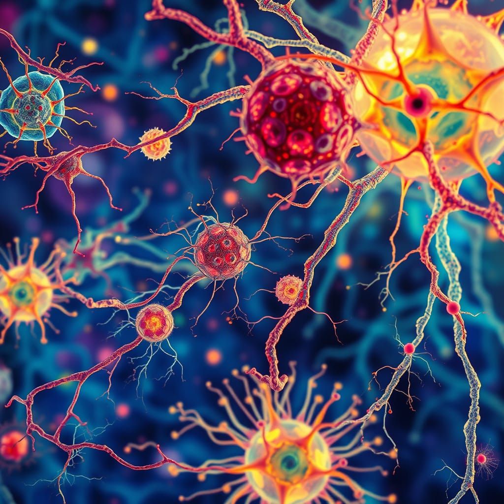 Microscopic Cells and Neuron Networks in Sci-Fi Style