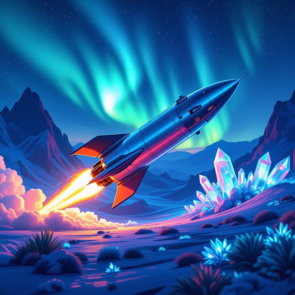 Retro Rocket Lands on Alien World