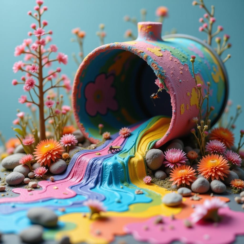 Paint Spill Transforms into Living Landscape
