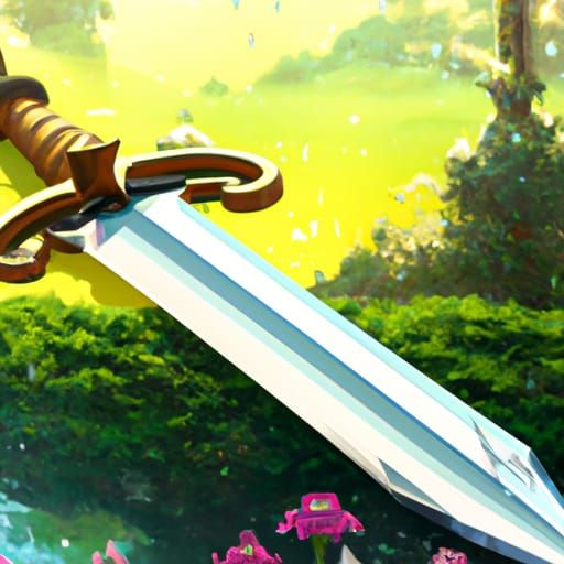 Anime Sword Key Visual in Studio Ghibli Style