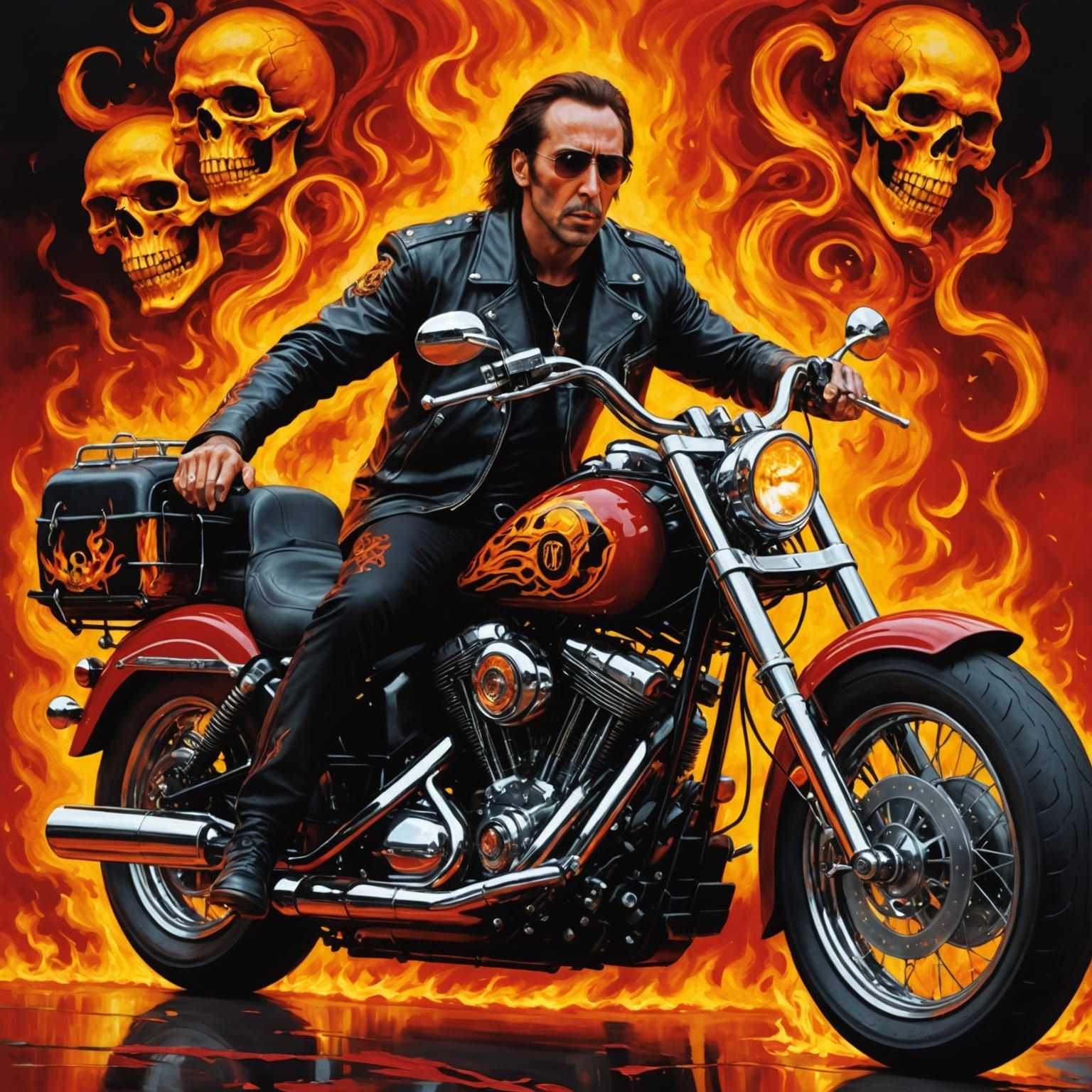 Nicholas Cage as Hell Raiser in Hyper-Realistic Harley-David...