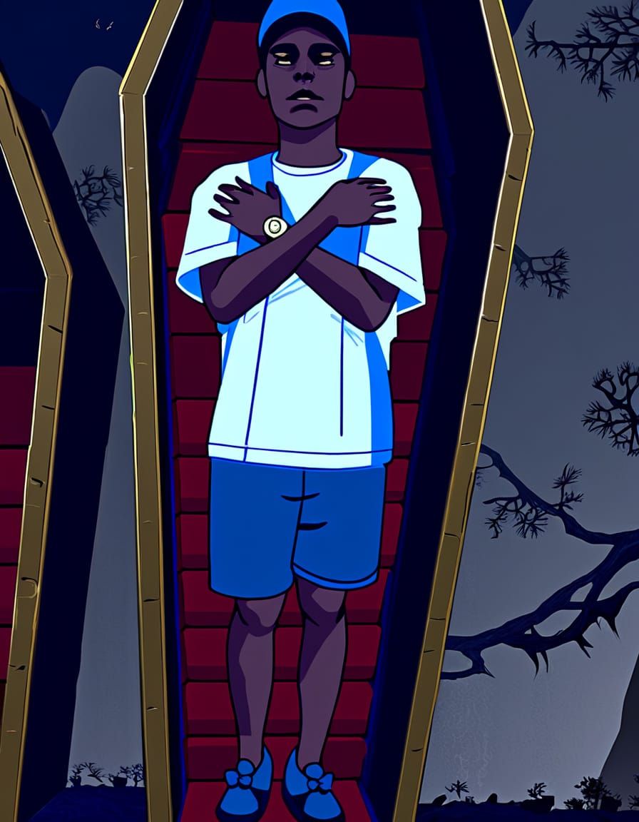 Dark Fantasy Vampire in Coffin Concept Art