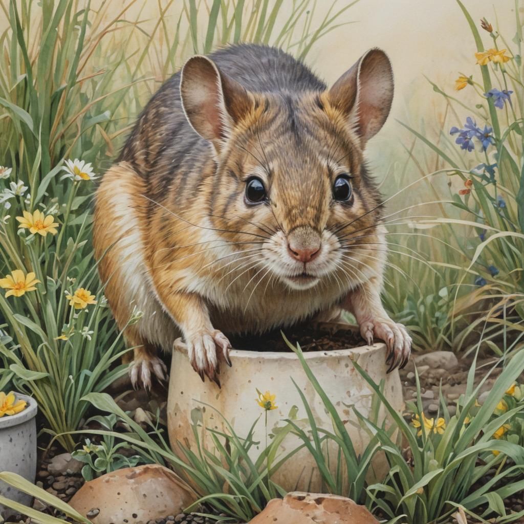 Kangaroo Rat in Watercolor, Bateman Style
