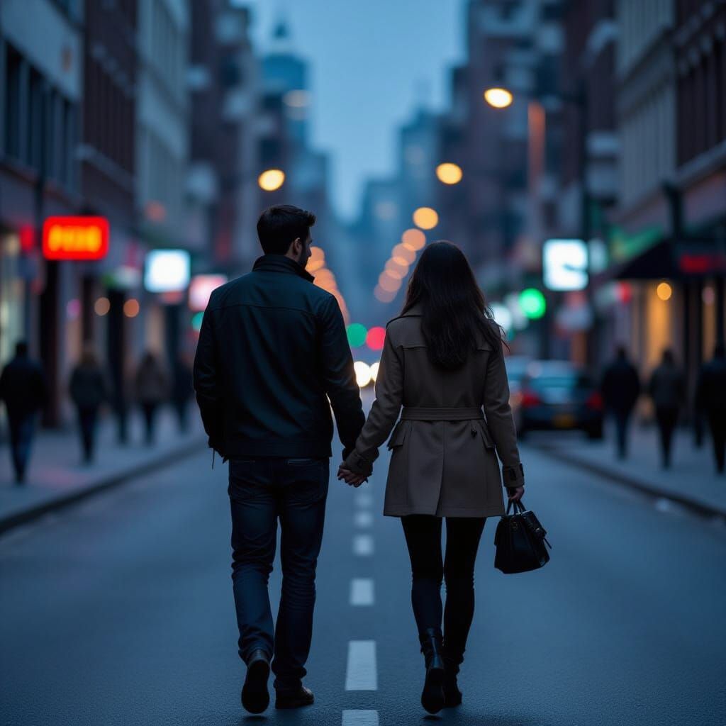 Twilight Stroll: Urban Intimacy in Cinematic Style