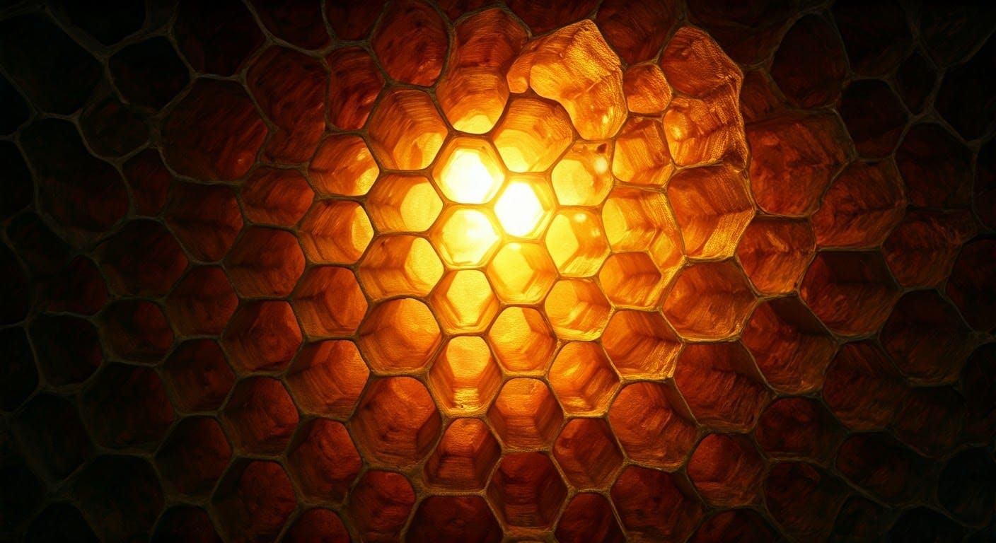 Golden Honeycomb Hive Teeming with Life