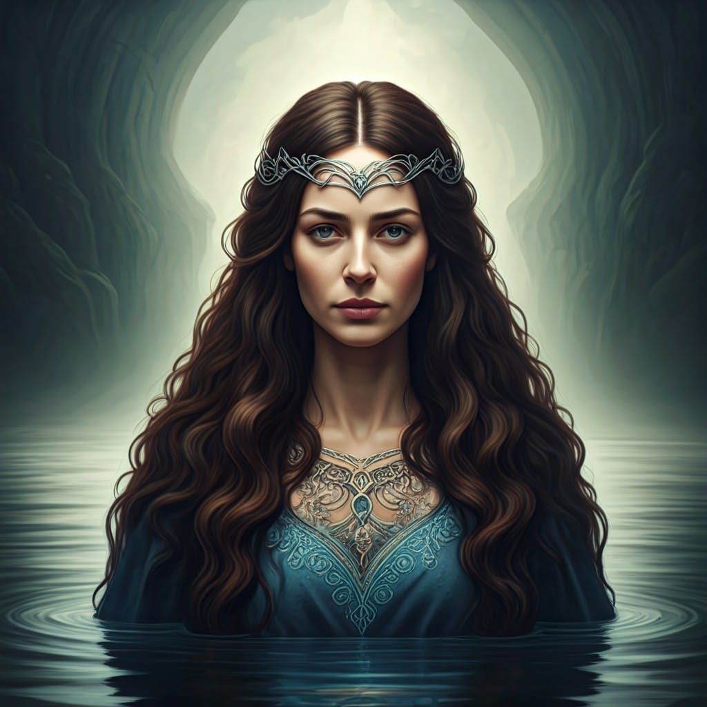 Celtic River Goddess Emerges, Digital Matte Painting