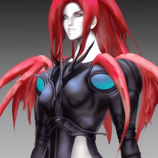 Kaiyn in 90s Anime Style Ink Drawing