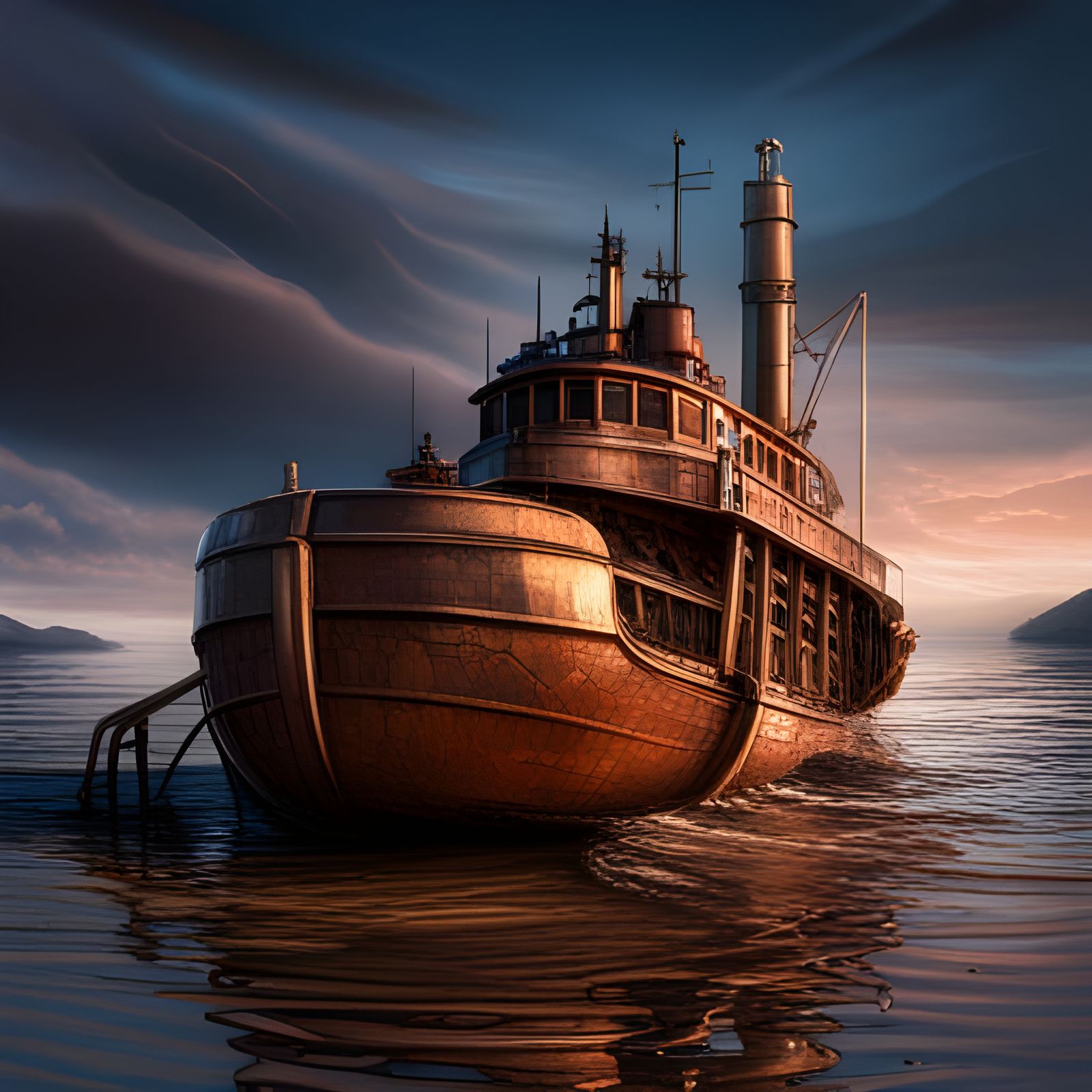 Steampunk Boat at Anchor