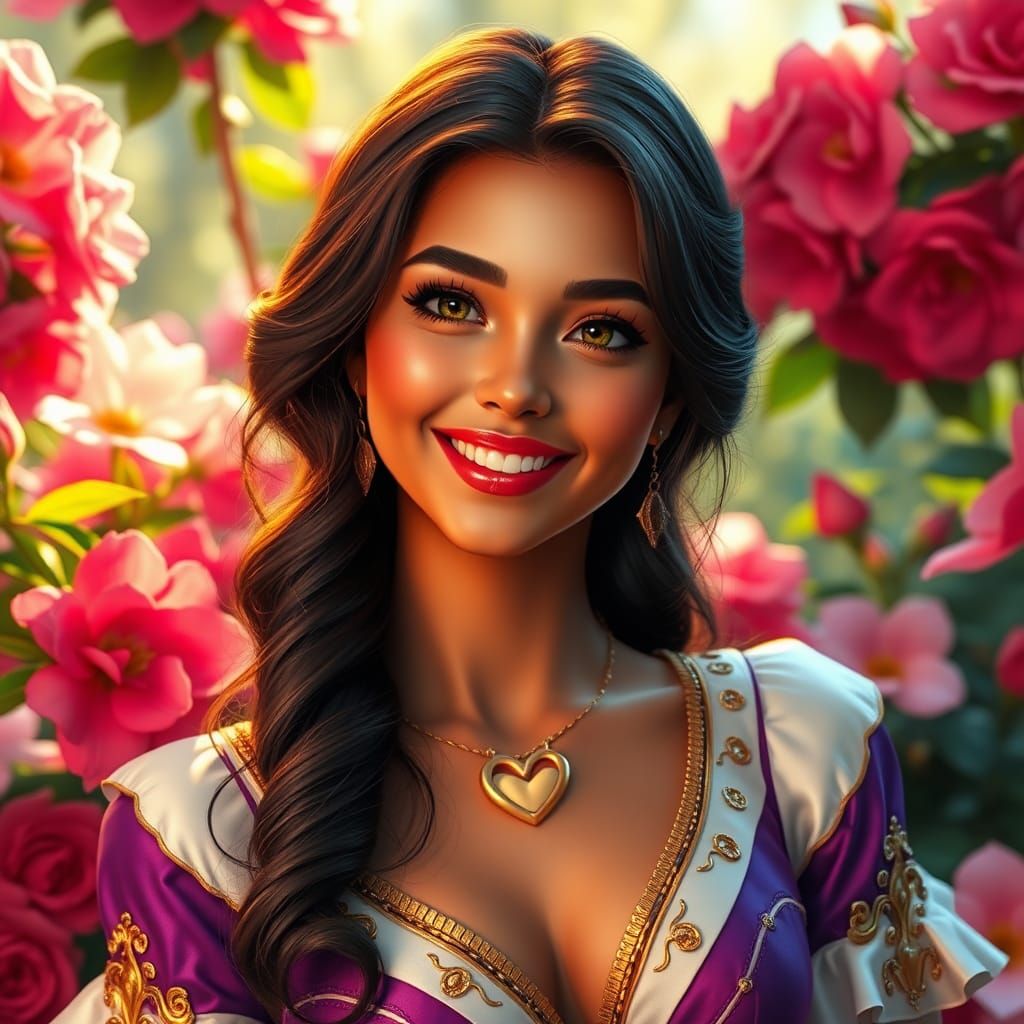 Beautiful Woman with Jasmine Roses: Fantasy Concept Art