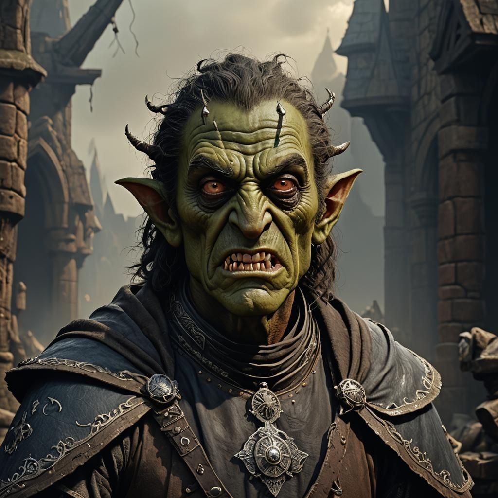 Orc Cleric with Feldman-esque Features in Detailed Matte Pai...