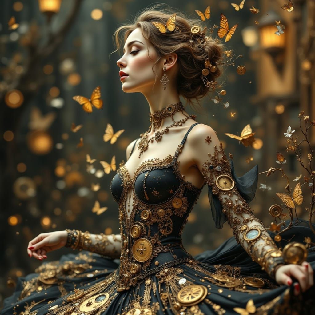 Steampunk Ballerina Crafted from Gears and Brass