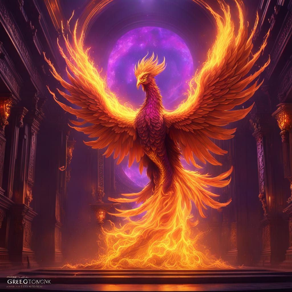 Fiery Phoenix: Beacon of Hope in Art Nouveau Style