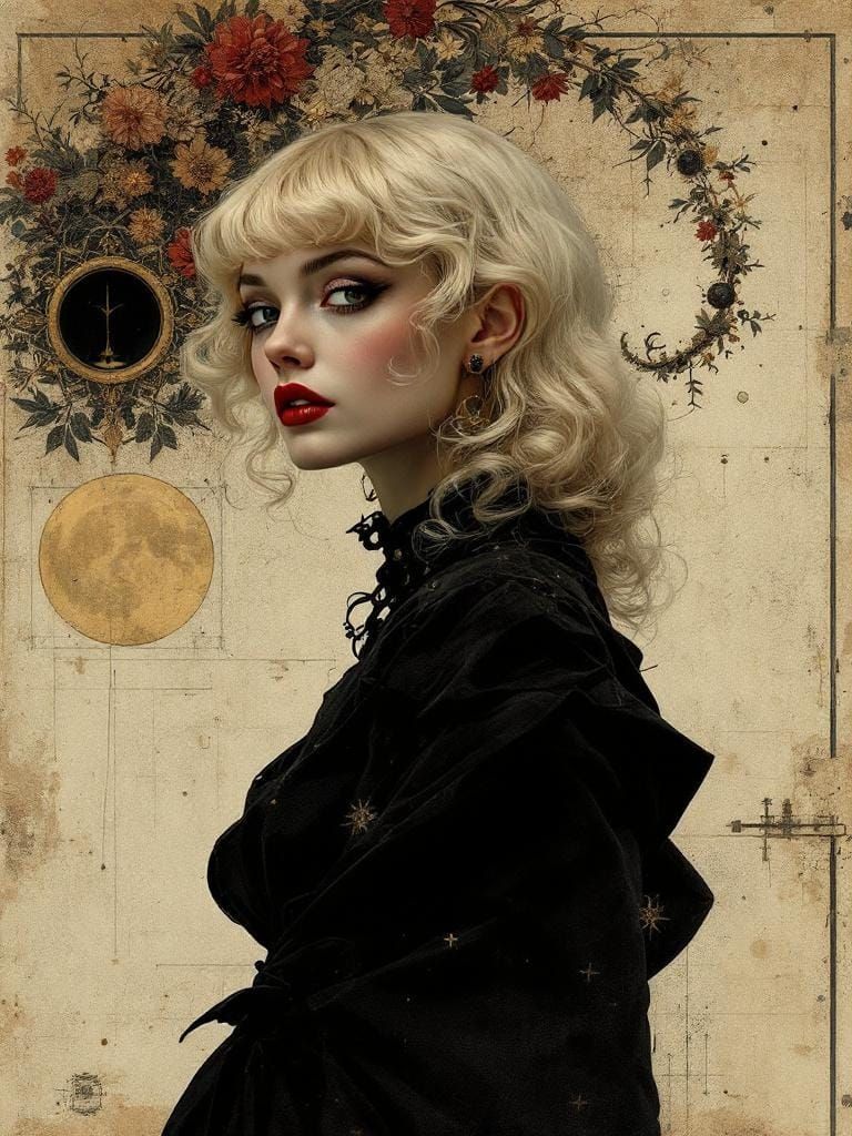 Gothic Pin-Up in Metaphysical Assemblage