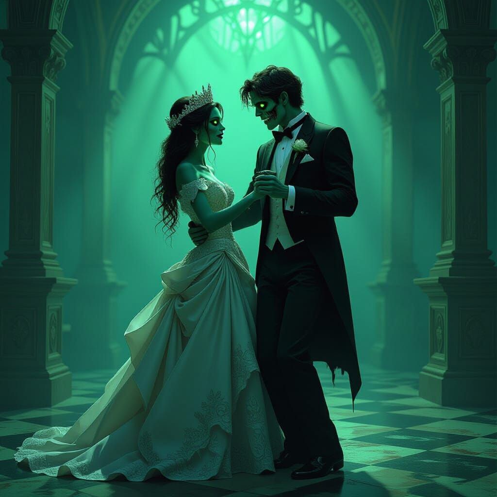 Zombie Prom King & Queen Dance in Gothic Ballroom