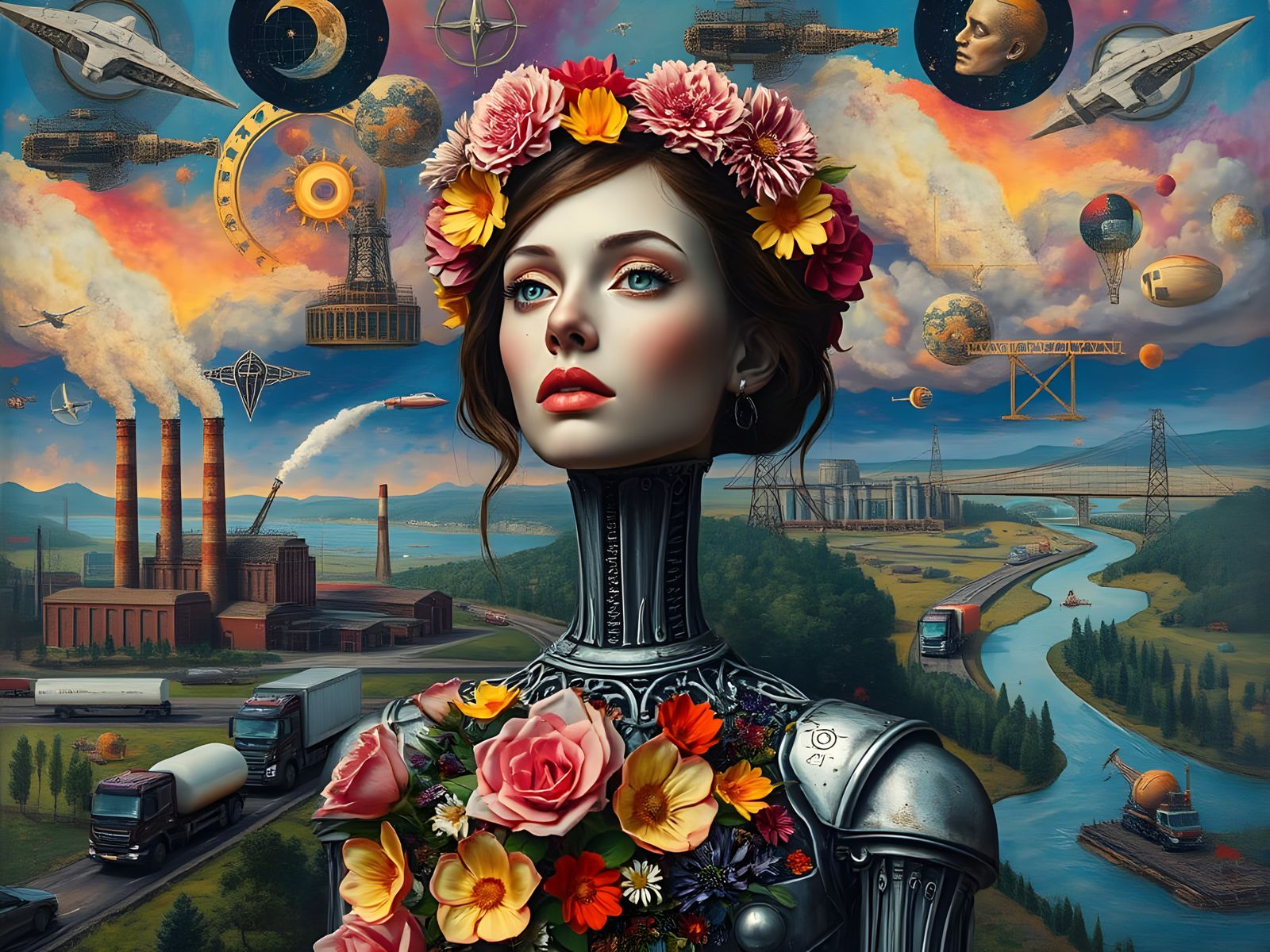 Ethereal Dreamscape of Human and Machine