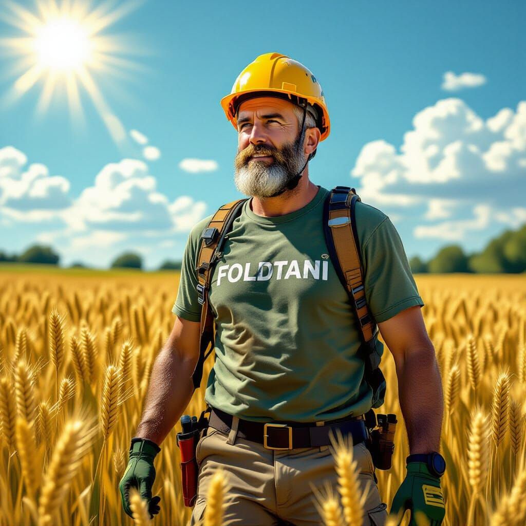 Italian Geologist in Wheat Field: Hyperrealistic Art