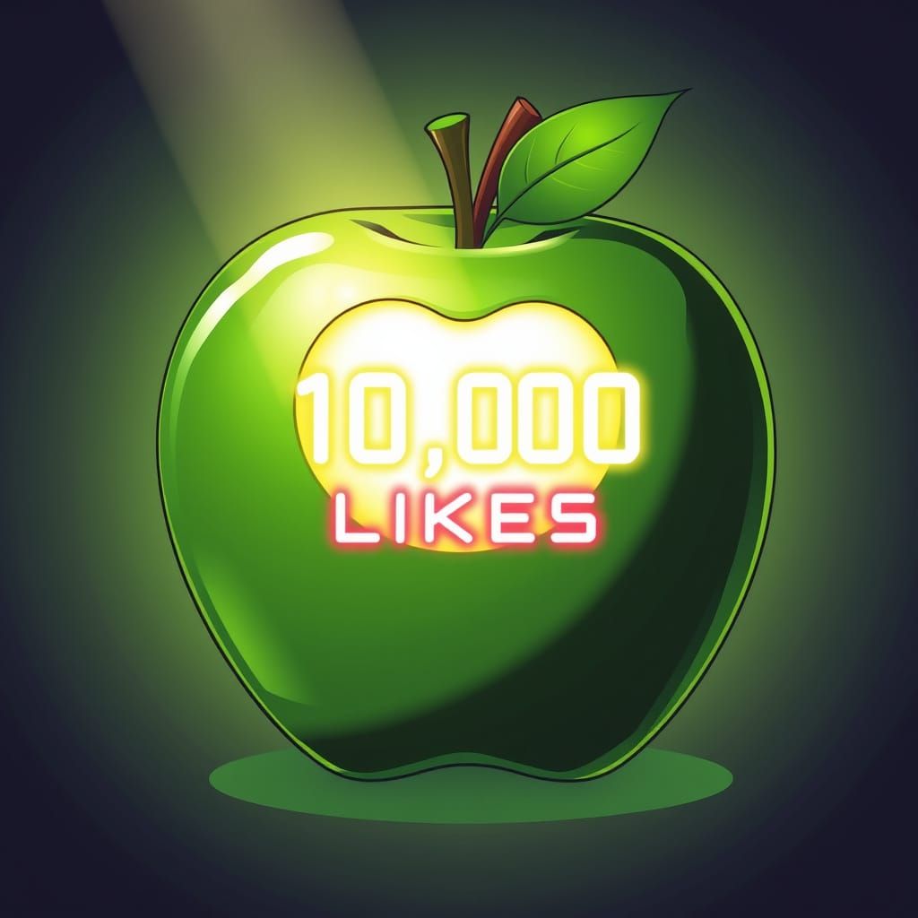 Glowing Apple Icon in Neon Cyberpunk Style