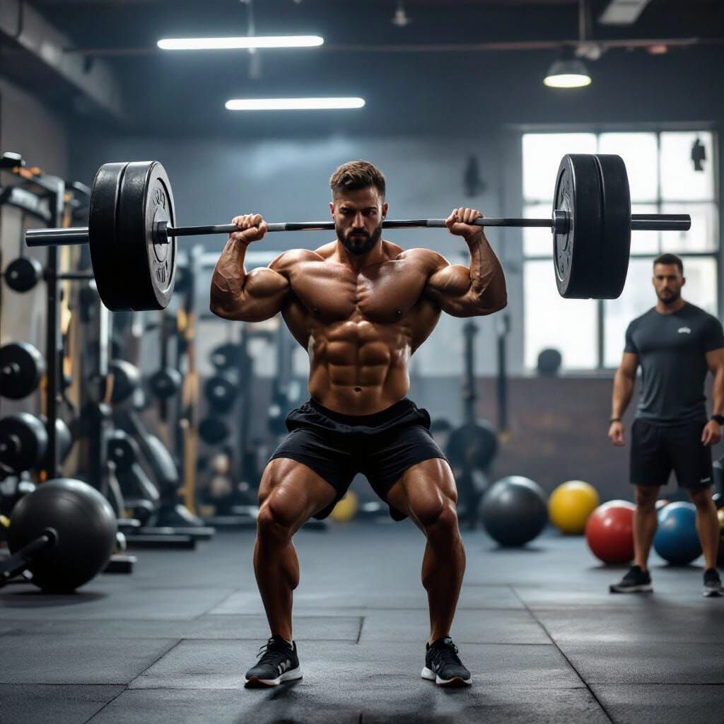 Weightlifter Doing Bench Press in Oil Painting Style